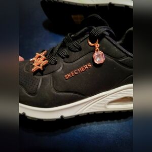 Skechers Black Sneakers with Rose Gold Accents
